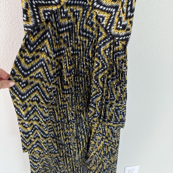 NWOT A.L.C. Kendall Ikat Print Silk Layer Dress Yellow Black Boho Women’s Size 2 - Picture 6 of 14